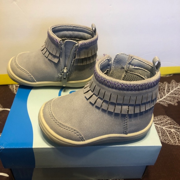 Stride Rite 360 Bianca Grey baby Fringe Bootie Size 3 Used - Picture 5 of 9